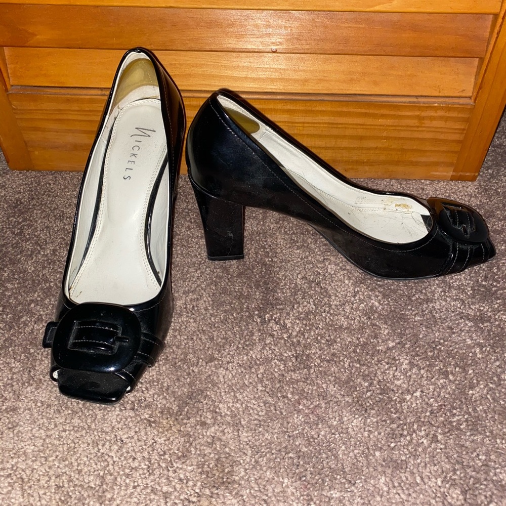 Black open toe heel